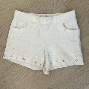 Anthropology white shorts with sequins